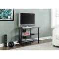 Homeroots 24 in. Black Metal & Black Tempered Glass TV Stand 332857
